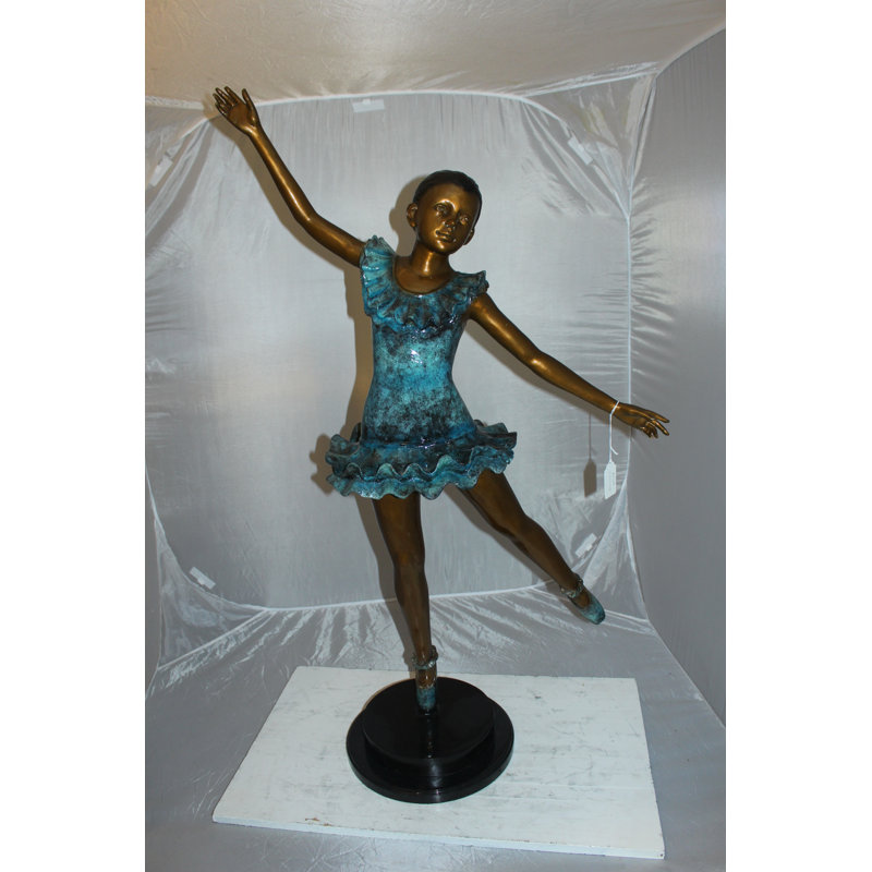 Statue en bronze de ballerine Hiltz - taille: L 34 po x l 15 po x H 46 po.