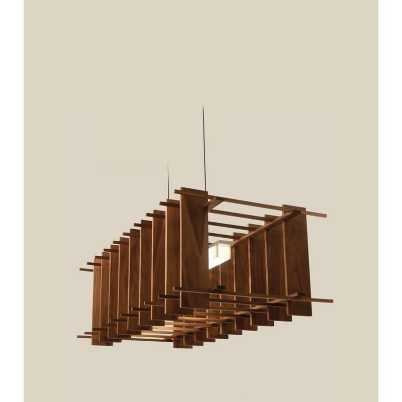 Arca 5 - Light LED Pendant, Brushed Aluminum/Dark Stained Walnut, 2700K (Warm)