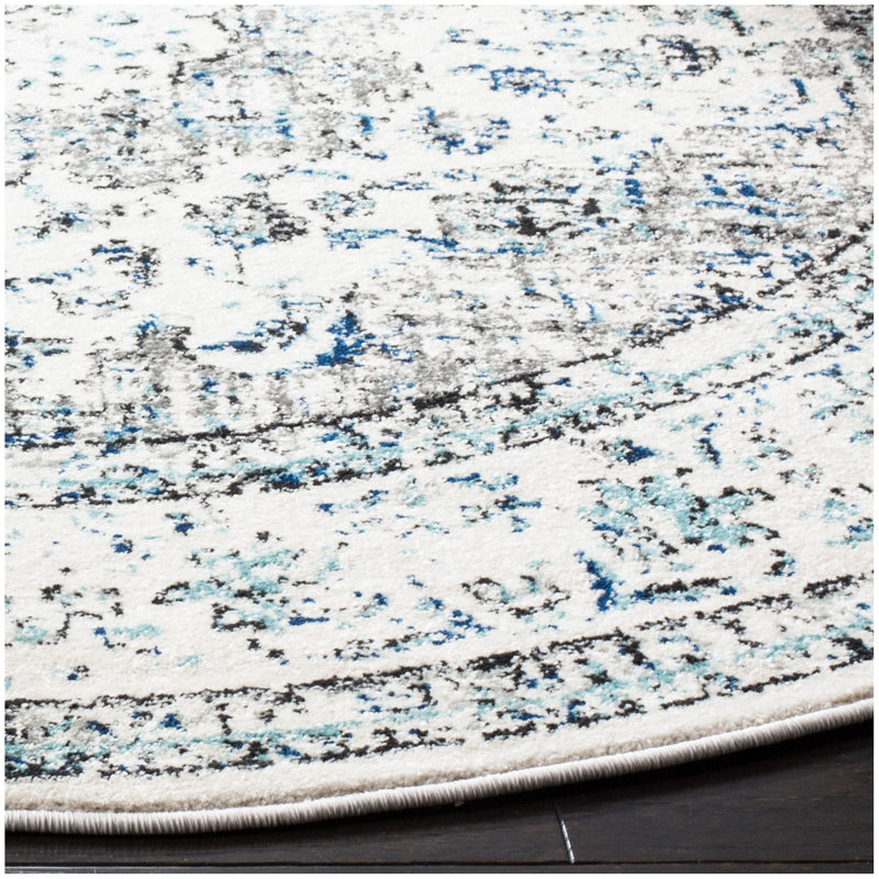 Farnborough Oriental Ivory/Gray Area Rug, Round 9'