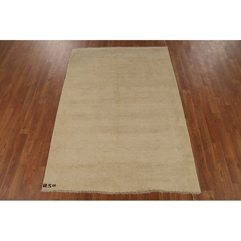 Solid Beige Gabbeh Modern Accent Rug 4x6