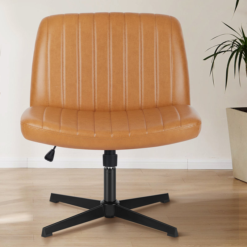Brenae Upholstered Armless Swivel Task Chair, Fabric, Brown