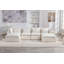 Canapé modulaire de 129,8 po, tissu gaufré, ensemble 3 pièces, canapé d'angle, blanc antique, avec 2 poufs