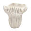 Jardinière décorative de 9,3 x 9 x 8,7 po en sable et ciment corail, aspect beige texturé, style strié vertical pour les plantes grasses présentant une couleur intérieure patinée, texture d'herbes