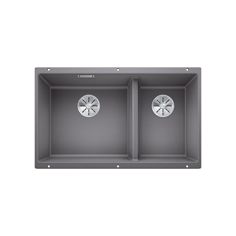 Subline Double Bowl Undermount Kitchen Sink, Alumetallic