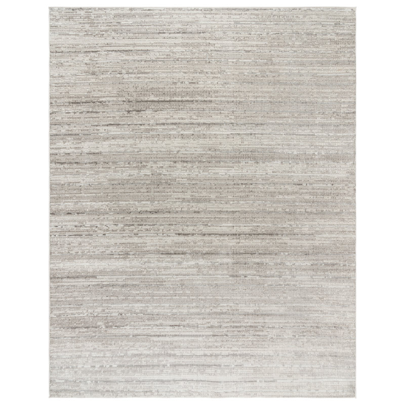 Miesner Dario Modern Striped Gray Polyester High-Low Indoor Area Rug, Rectangle 6'6" x 9'