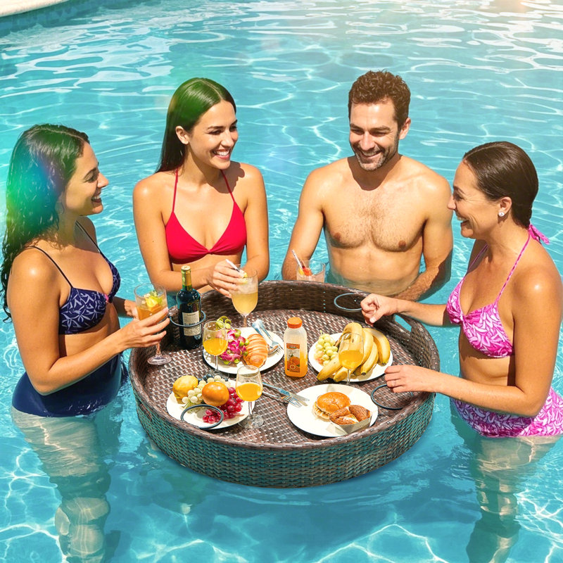 Hubhalsun Large Size Floating Tray, Round Serving Tray for Swimming Pool Floats, for Sandbars, Spas, and Parties, Pool Serving Drinks, Brunch