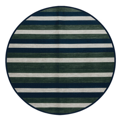 Machine Washable Horizontal Stripes Grey Area Rug