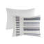 Ensemble de housse de couette 3 pièces en coton bleu marine / gris Serena-2068148425