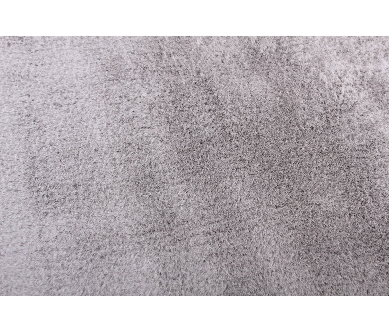 Moncontour Grey Plain Machine Made Synthetic Area Rug, Rectangle 2'7" x 5'
