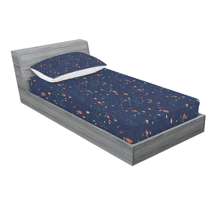 Microfiber Patterned Fitted Sheet, Twin XL Fitted Sheet with 1 Pillowcase