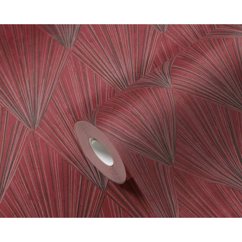 Papier peint texturé Concord, Noir / métallique / rouge