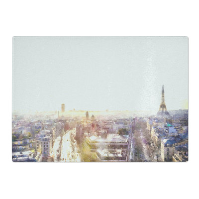 Tempered Glass Sunlight over the Paris Skyline Chopping Board