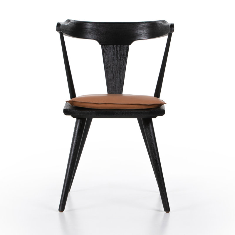 Ripley Dining Chair with Cushion, Black Oak, Whiskey Saddle