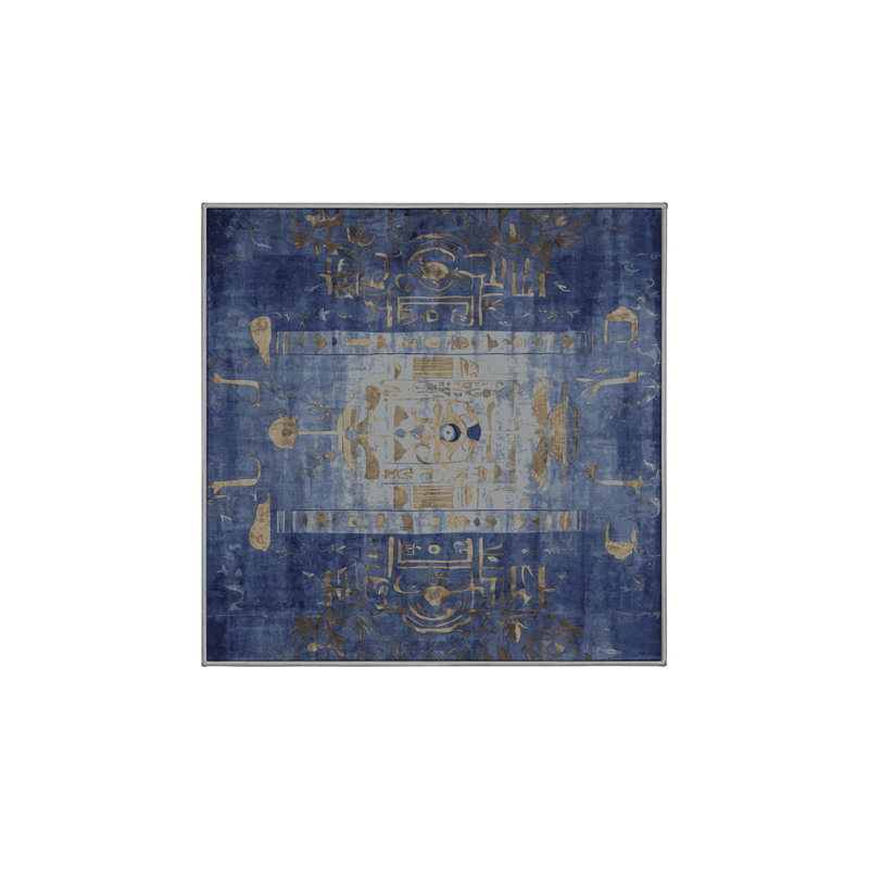 Machine Washable Gray Area Rug, Square 4'