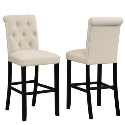 Tan , - Construction, 18.95 Lb Product Weight, 23" Width X 45" Height 2 Solid Wood Stools, Elegant Curve Back, 19" Seat Width,
