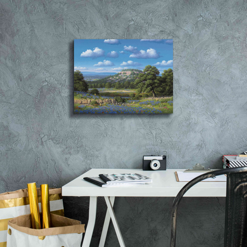 «Blue Bonnet Hill» par R. Hed, impression sur toile tendue, L 16 po x H 12 po x P 0,75 po