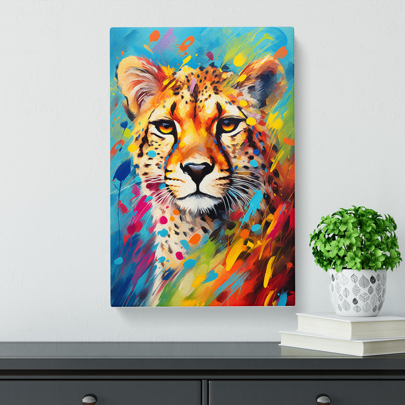 Cheetah Abstract Art No.2 - Wrapped Canvas, 76cm H x 50cm W x 3cm D