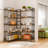 Bookshelf 5 Tiers , Corner Bookcase With Baffles, 70''x47''x44'' Large Industrial Wooden Bookcase With Metal Frame, L Shaped Bookshelf For Living Room, Home Office, Rustic Brown