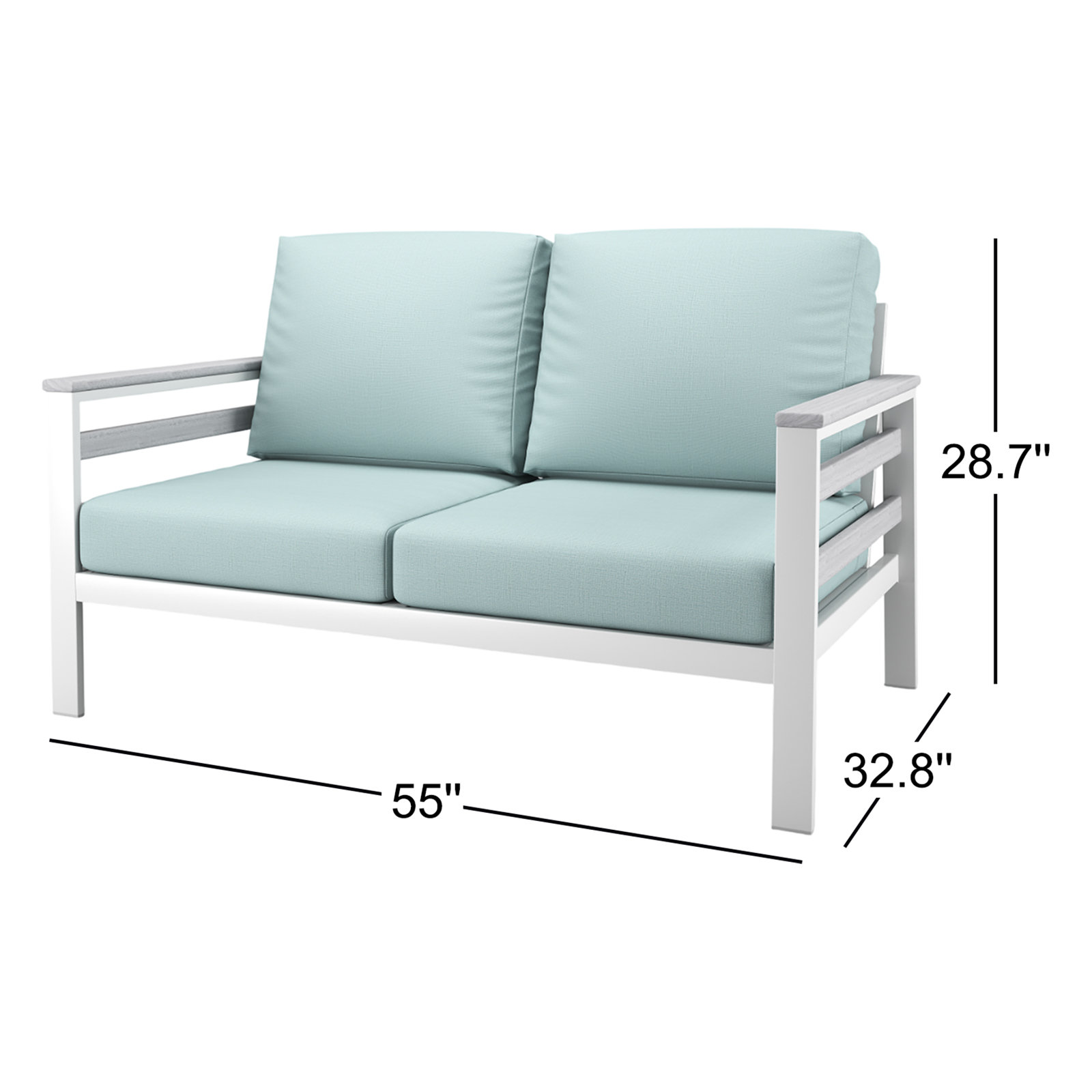Townsend 55" Sunbrella® Patio Loveseat, Bliss Dew