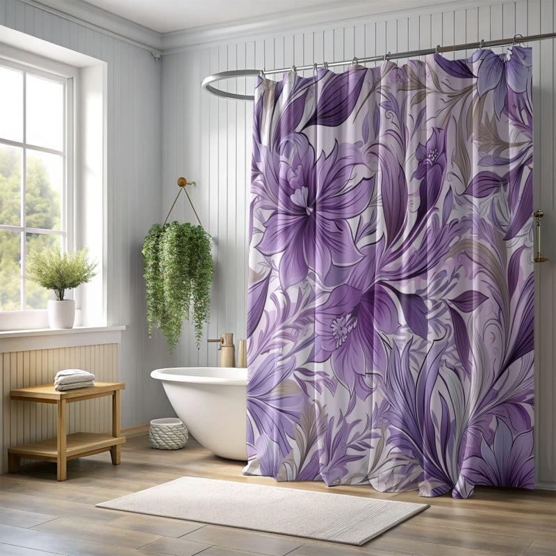 Rideau de douche 1 pièce Elegant Petals, H 74 po x l 71 po
