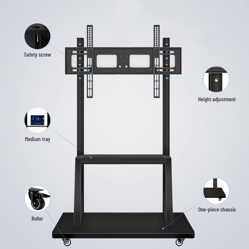 Support pour tableau blanc mobile JYXCN | Compatibilité 32-70 pouces, cadre pliable, roues bleues