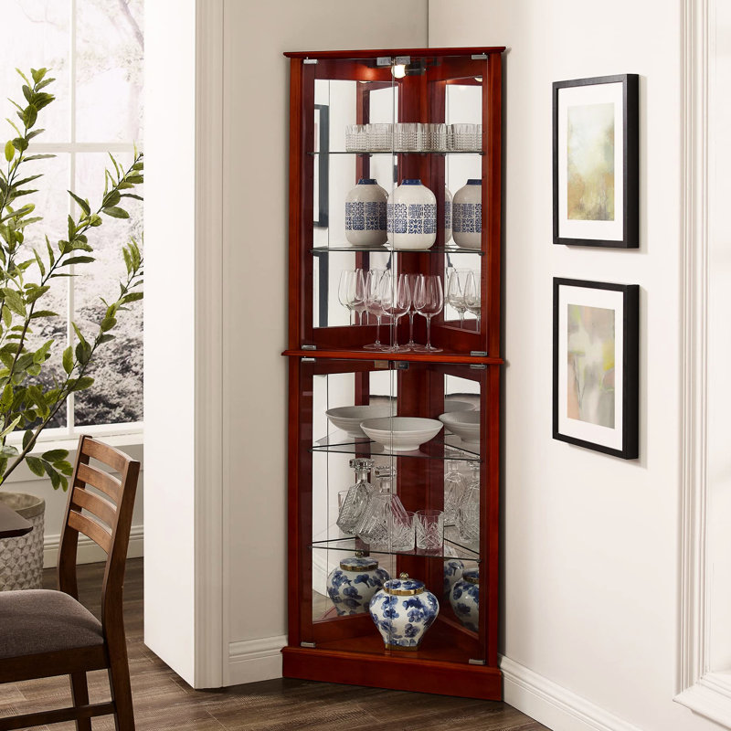Armoire vitrée avec miroir en coin et miroir réglable
