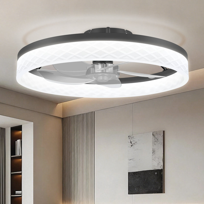 Ventilateur de plafond moderne avec télécommande, moteur à courant continu silencieux à 6 vitesses et éclairage DEL réglable