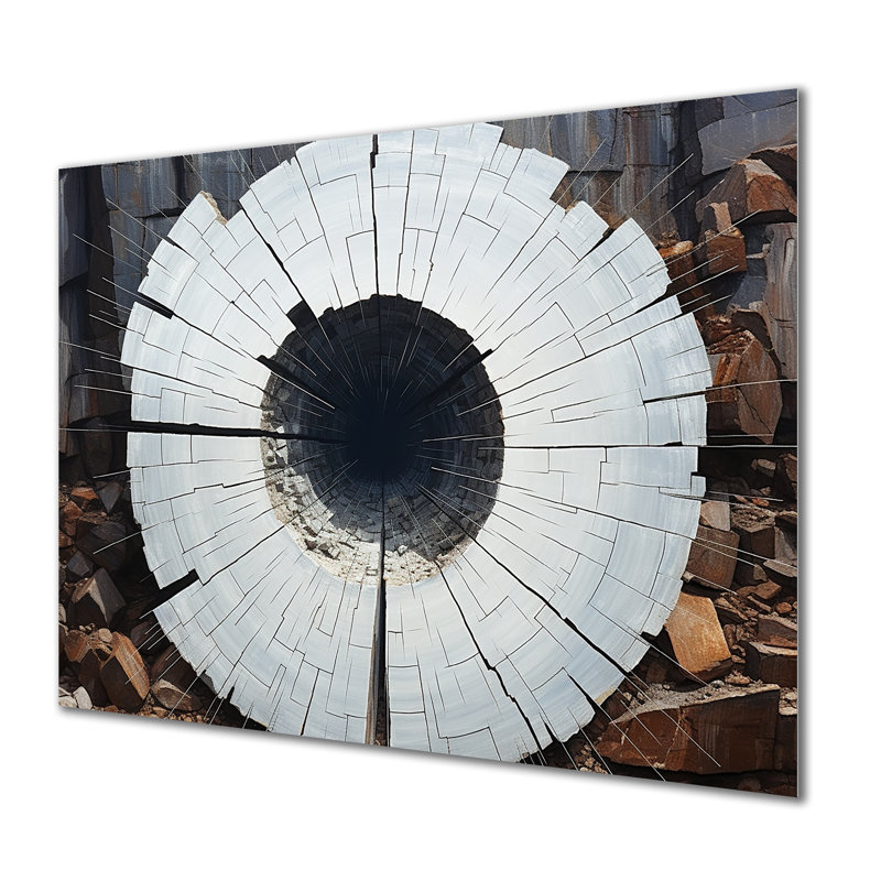 Pierre mystérieuse quartz gris I - Art mural en métal en forme de géode de pierre MT136170, H 16 po x l 32 po x P 1 po