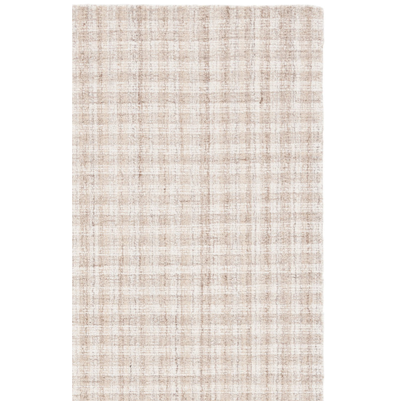 Tapis en laine / coton touffeté à la main ébène beige / ivoire, Rectangle 8 pi x 10 pi