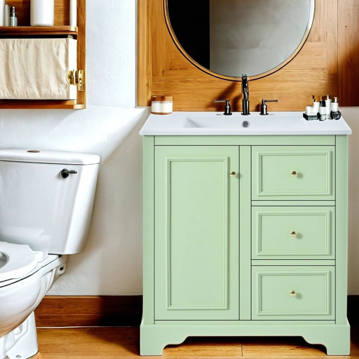 Winston Porter 30-inch. Bathroom Vanity Sink Storage Cabinet With 3 ...