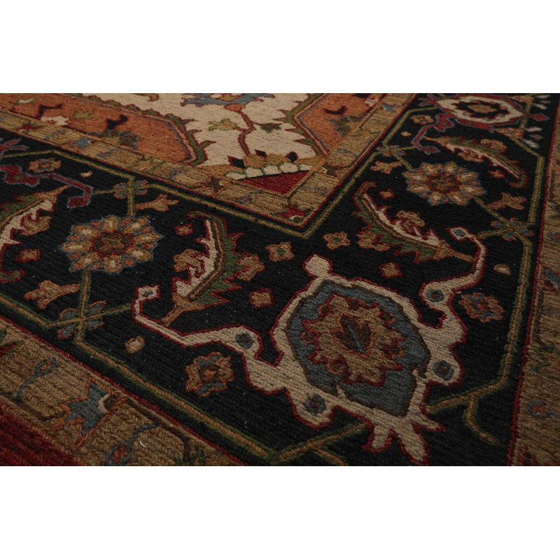 Tapis traditionnel en laine noué à la main 9 pi 8 po x 13 pi 7 po Soumak