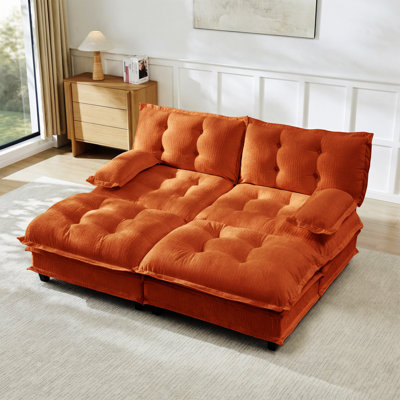 Canapé modulaire modulaire 77 po 77 po avec 2 repose-pieds, 2 sièges profonds en chenille avec coussin en treillis confortable, canapé-lit pour salon, chambre à coucher et appartement