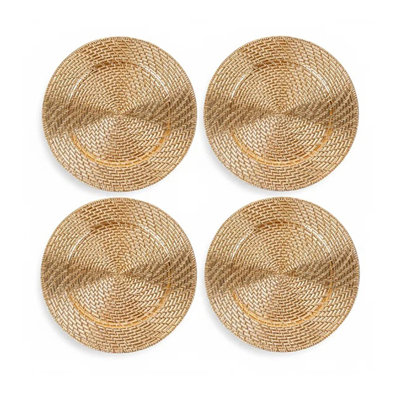 Aurelie Gold Plated Set Of 4 Charger Plates 13"D