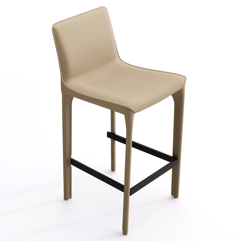 Tabouret de bar H 26 po entièrement assemblé, tabouret de bar rembourré en cuir Saddle avec siège rembourré, tabouret de bar à hauteur de comptoir avec repose-pieds à structure métallique pour comptoir de bar pour îlot de cuisine, kaki
