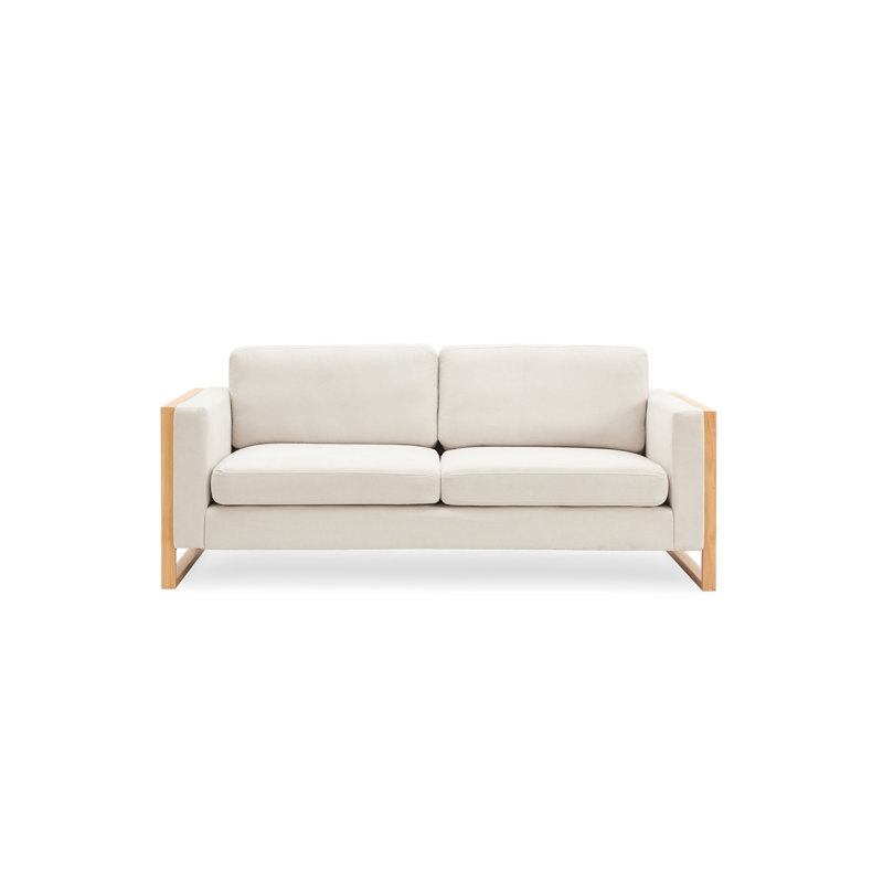 Canapé moderne avec pieds en bois massif, Blanc