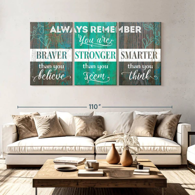 Impression sur toile Braver Stronger Smarter, H 45 po x l 92 po x P 1,25 po