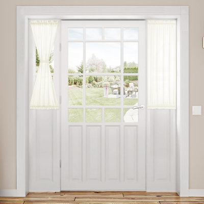  Non-See-Through French Door Curtains, Light Filtering Privacy Semi Sheer Window Panels with Rod Pocket, 2 Panels