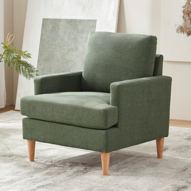 Ensemble de 2 fauteuils avec pieds en bois massif, Vert