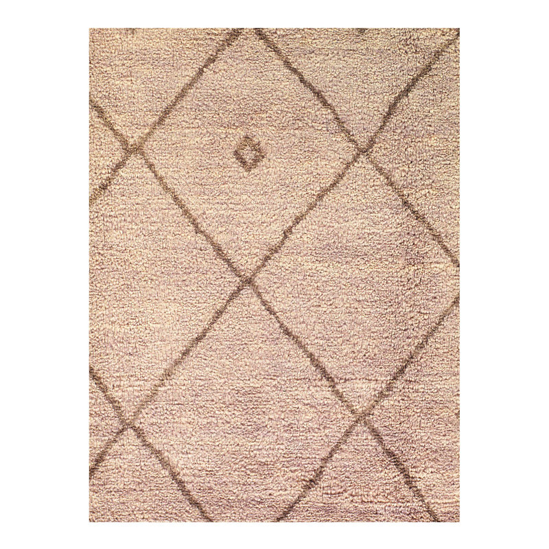 Moroccan Wool Geometric Area Rug in Ivory
