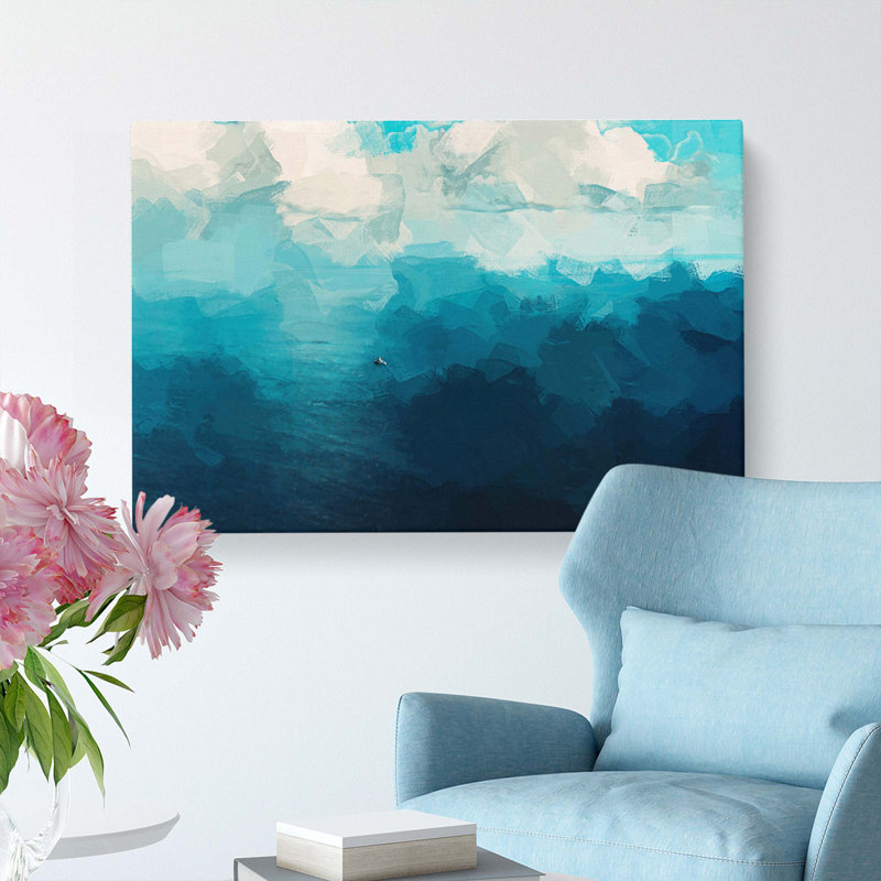 Boat Out To Sea In Abstract - Wrapped Canvas Print, 60cm H x 91cm W x 3cm D