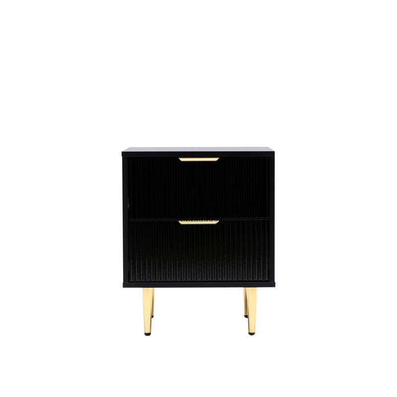 Shippingport Black, 45cm wide 2 - Drawer Fluted Front Chest of Drawers, Black