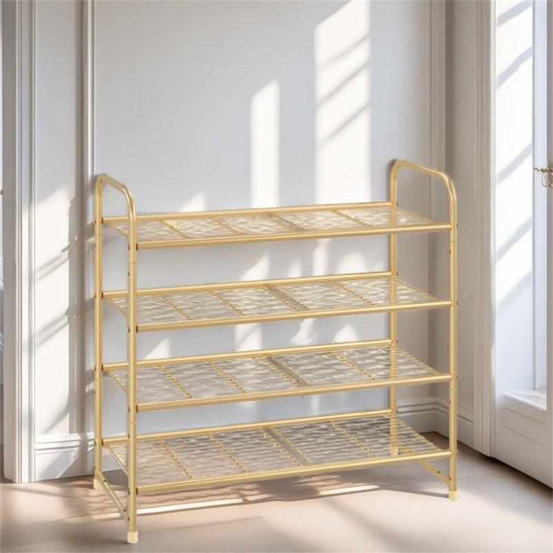 Étagère à chaussures simple et élégante à 4 couches, étagère à chaussures extensible et réglable, grillage métallique