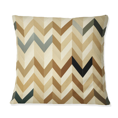 Beige Chevron Herringbone Elegance I - Chevron Polyester Throw Pillow
