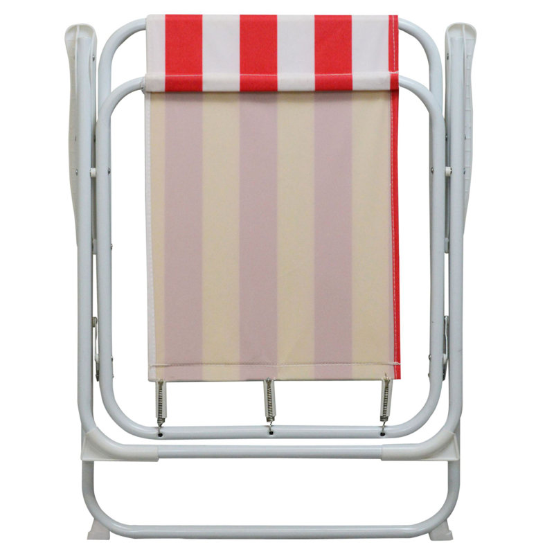 Folding Metal Beach Chair Stripe, Red