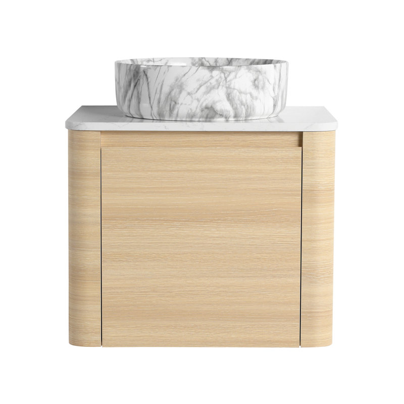 Meuble-lavabo mural 24 po avec lavabo d'art en céramique et 1 porte à fermeture en douceur, contreplaqué