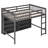 Full Size Loft Bed with 8 Open Storage Shelves and Built-in Ladder-891343889