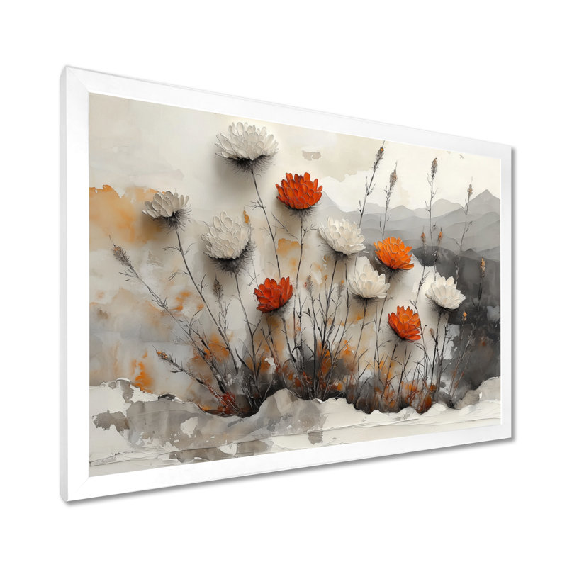 The Winter Wild Thistle Bloom I - Thistle, art mural pour le salon, H 12 po x l 20 po, Avec cadre, Blanc