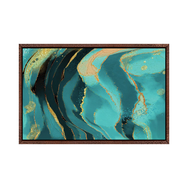 Jade Radiance - Print on Canvas, 66.04 cm H x 45.72 cm W, Classic Brown Wood Framed