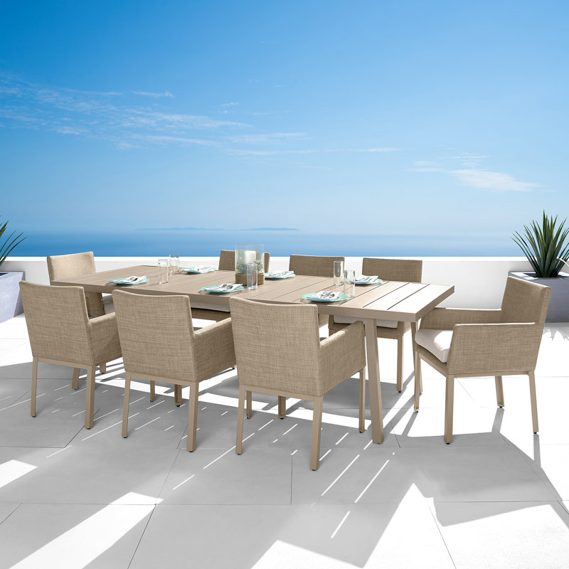 Shiey Sling 9 Piece Patio Dining Set - Beige Fennel, Fennel
