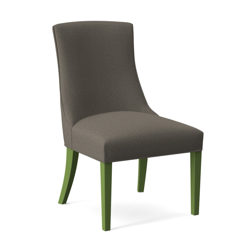 Tuxedo Slipper Dining Chair, Gray Sugar Performance; 0863-84, Brass Finish